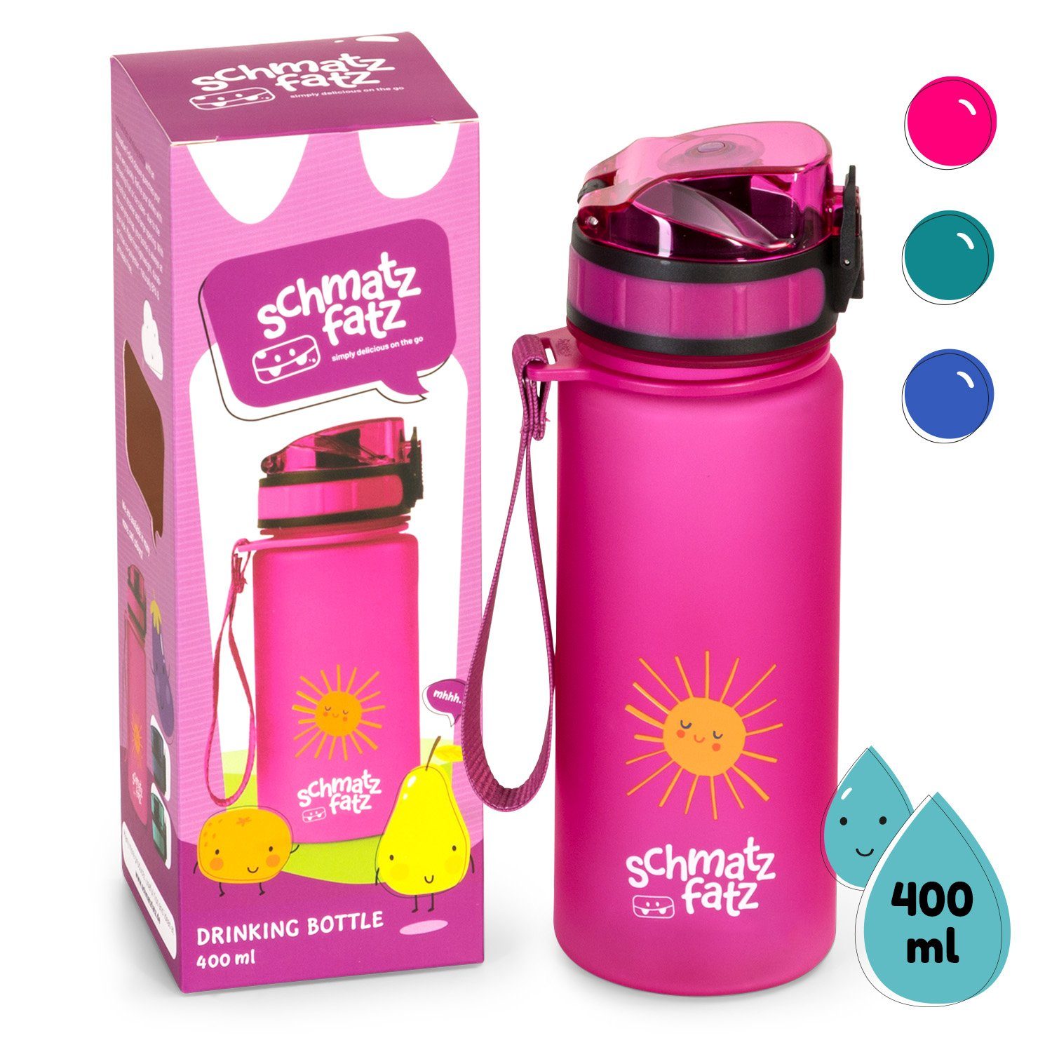 Klarstein Trinkflasche schmatzfatz Trinkflasche, Kinderflasche 350 ml